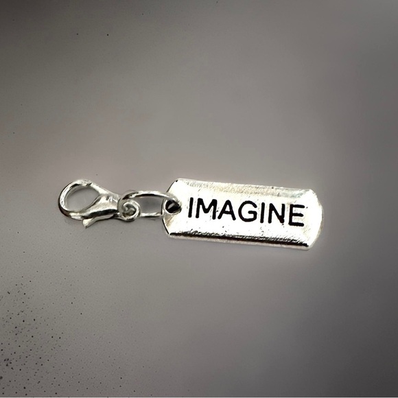 🔴 5 for $10 ONE IMAGINE Silver Tone Inspirational Word Charm Lobster Clasp - Picture 1 of 5